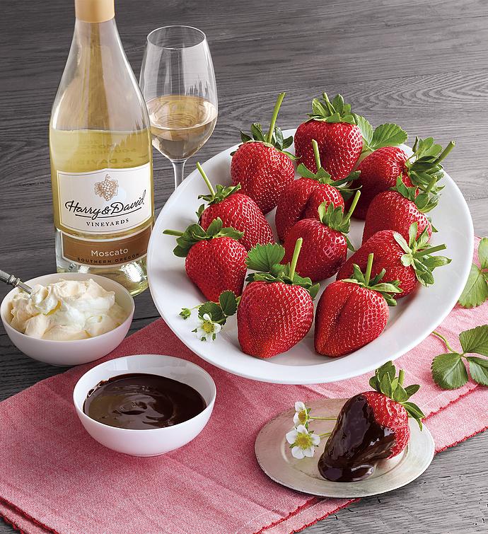 Strawberries, Devonshire Cream, and Harry & David™ Wine